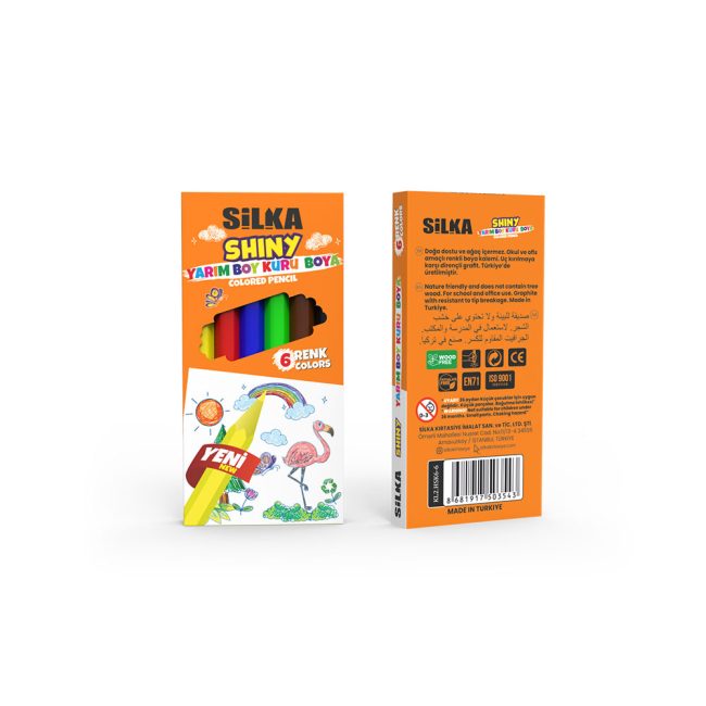 6 PCS SHINY HALF-SIZE COLORED PENCIL