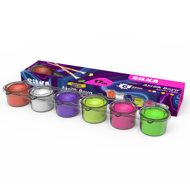 17ml NEON 6 COLOR ACRYLIC PAINT