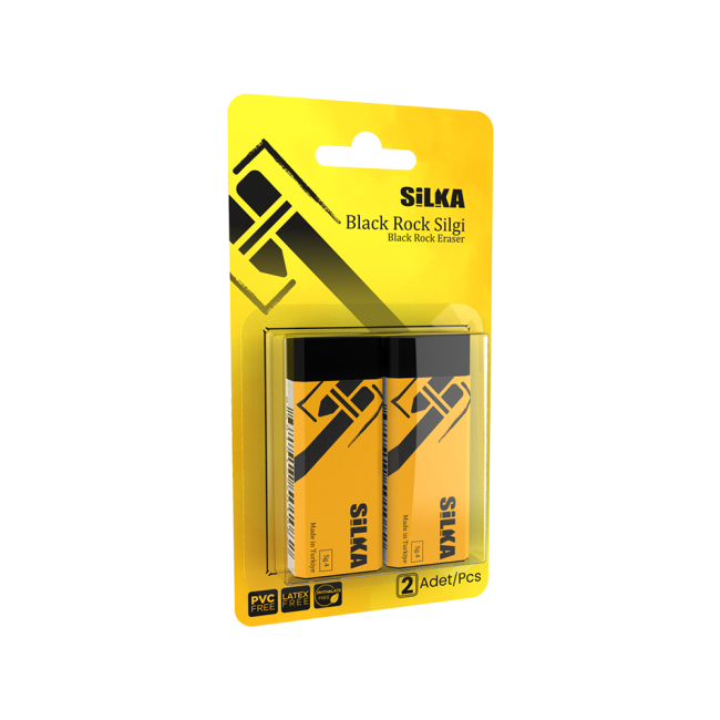 20 LARGE ERASER 2 PCS BLACK ROCK BLISTER SET