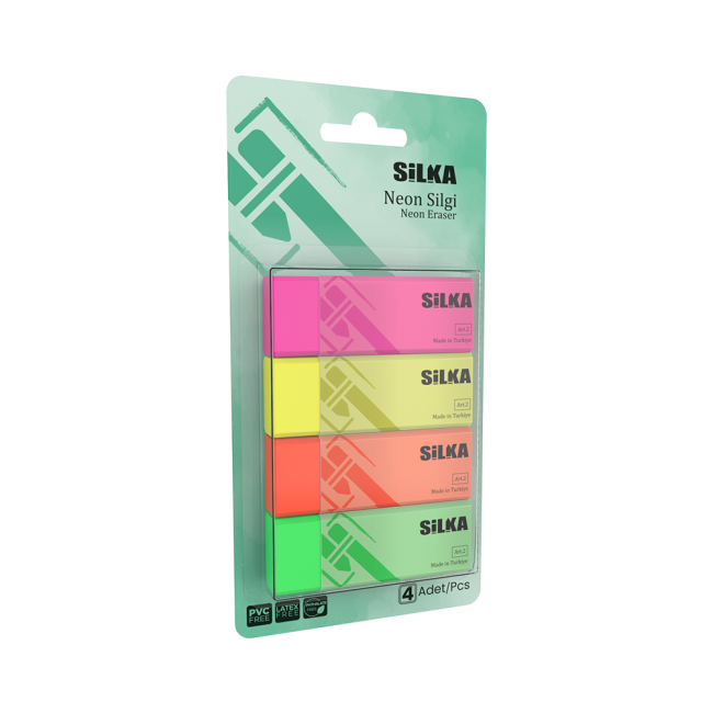 20 LARGE ERASERS 4 PCS NEON BLISTER SET