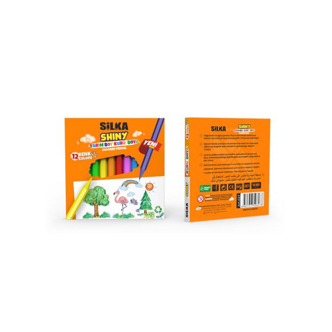 12 PCS SHINY HALF-SIZE COLORED PENCILS