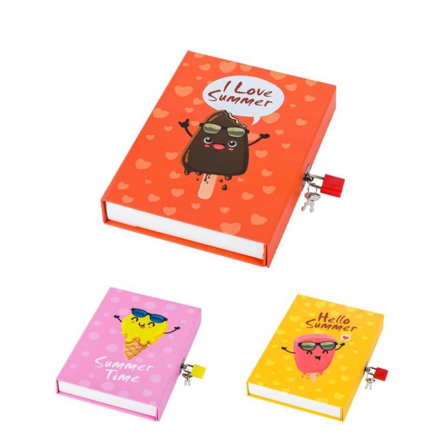 ST. HT-52 LOCKED MEMORY NOTEBOOK – ICE CREAM DESIGN