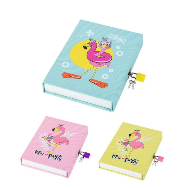 ST. HT-53 LOCKED MEMORY NOTEBOOK – FLAMINGO DESIGN
