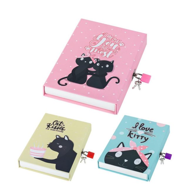 ST. HT-54 LOCKED MEMORY NOTEBOOK – CAT DESIGN