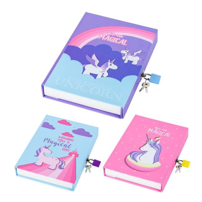 ST. HT-55 LOCKED MEMORY NOTEBOOK – UNICORN DESIGN
