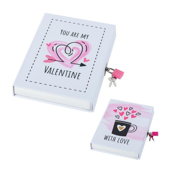 ST. HT-56 LOCKED MEMORY NOTEBOOK – WHITE HEART DESIGN