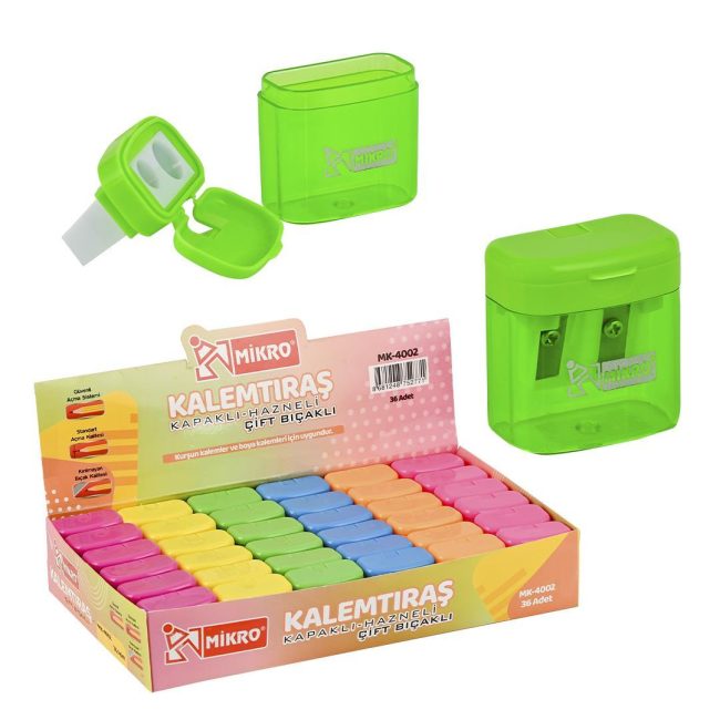 MK 4002-36 DOUBLE-CAP SHARPENER WITH CONTAINER